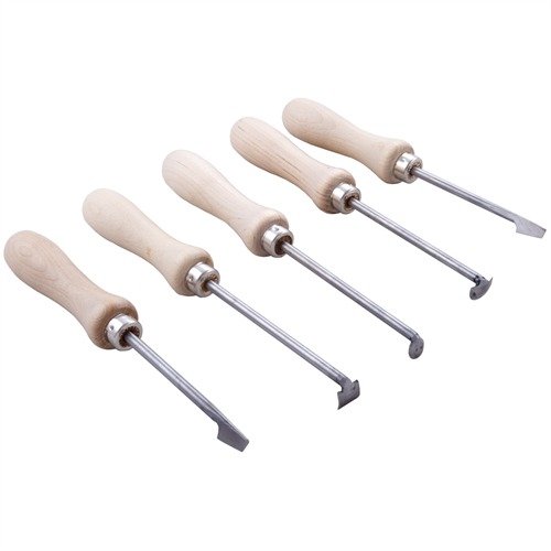 Fjern presise mengder treverk i trange områder med STOCK INLETTING TOOLS fra ROYAL ARMS, laget av 1095 karbonstål for holdbarhet og enkel sliping.