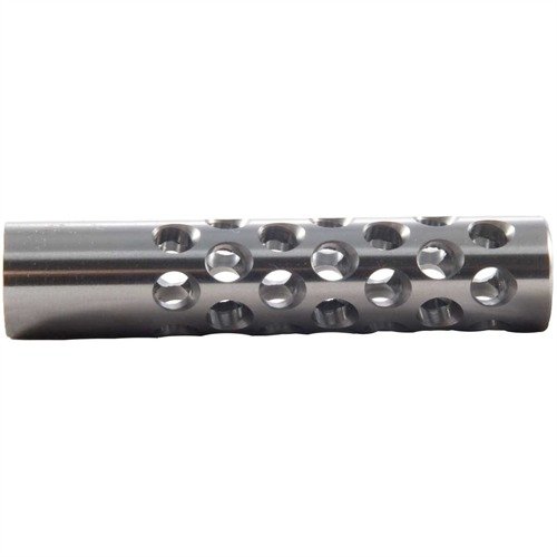 Denne multi-port muzzlebremser reduserer følt rekyl og heving av løpet, med 42 porter for optimal kontroll. Krever gunsmithing for perfekt tilpasning.