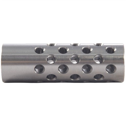 Denne #3 Muzzle Brake for 22 kaliber reduserer rekyl og løft med 42 porter for optimal kontroll. Krever gunsmithing for tilpasning.