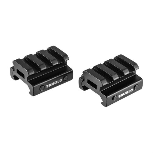 TruGlo ½” 2-delt Picatinny riser mount er enkel å installere, laget av CNC-maskinert aluminium, og gir optimal høyde for montering av kikkertsikter og rødpunktsikter.