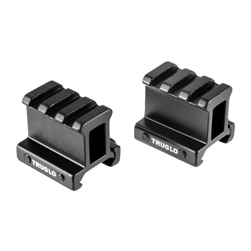 TruGlo 1" 2-delt Picatinny riser mount hever monteringsflaten med 1" og veier mindre, perfekt for montering av kikkertsikter og rødpunktsikter.