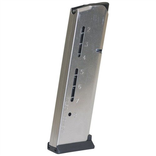 Wilson Combat ELITE TACTCAL 1911 magasin gir ultra-pålitelig ytelse med 8 skudd kapasitet, forbedret matning og langvarig MAX flatwire fjær.