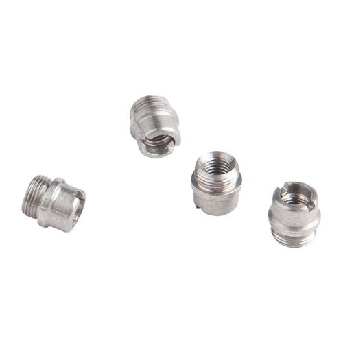 Standard tykkelse grip screw bushings fra Wilson Combat er perfekte erstatninger for skadede eller stripte bushinger. Selges i sett med 4.