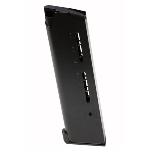 Wilson Combat ELITE TACTICAL 1911 magasin tilbyr overlegen pålitelighet, 8 skudds kapasitet og MAX flatwire fjærer for optimal ytelse og lang levetid.