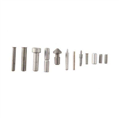 Høykvalitets 1911 PIN SET fra WILSON COMBAT inkluderer alle nødvendige pinner for reparasjon og gjenoppbygging, tilgjengelig i rustfritt stål.